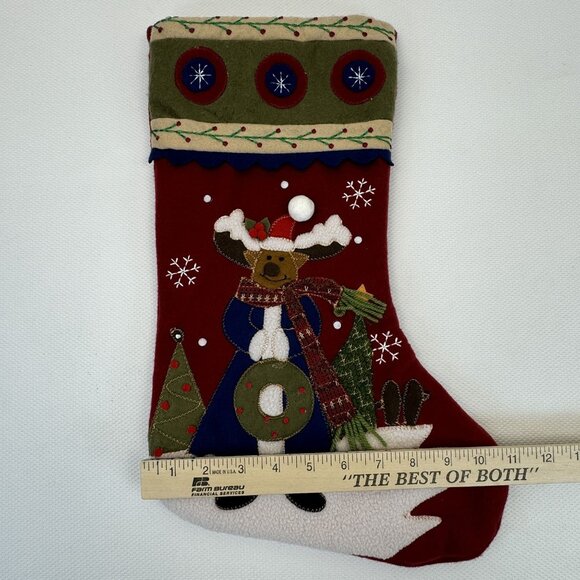 Creative Design Handcrafted Christmas Stocking Moose Design Festive Accents 17" - Picture 8 of 8